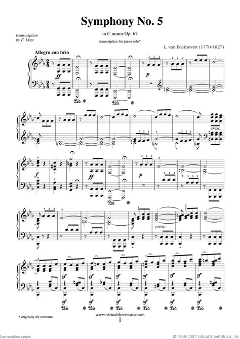 beethoven symphony 5 sheet music
